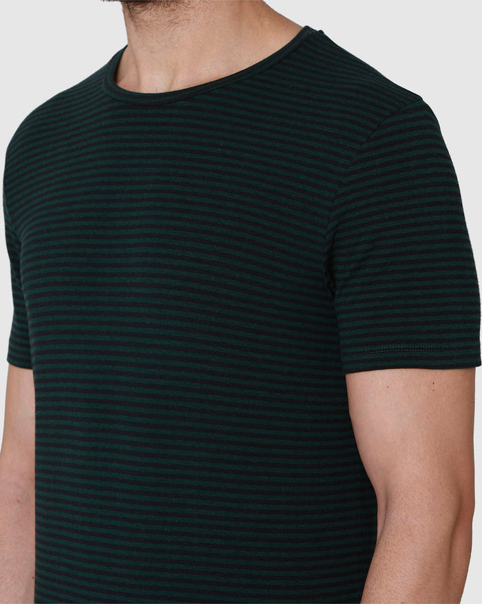 Green Striped Crew Neck T-Shirt