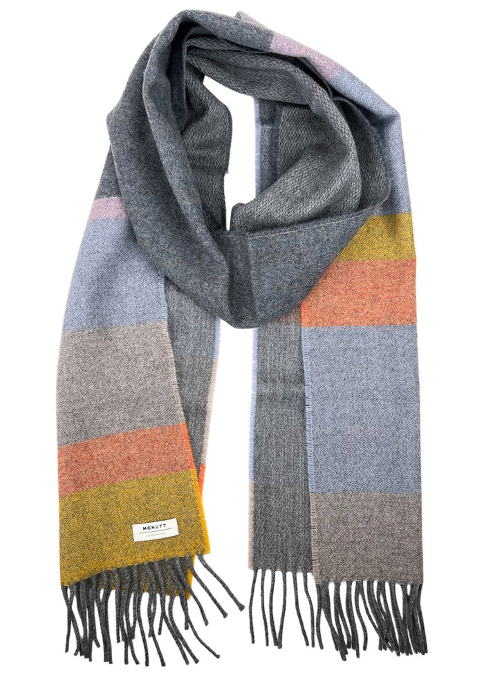 McNutt Lambswool Scarf | Grey Citrus Stripe