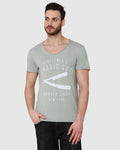 Grey Printed Crew Neck T-Shirt