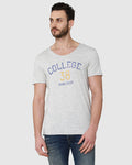 Grey Printed Crew Neck T-Shirt