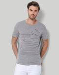 Grey Printed Crew Neck T-Shirt