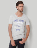 Grey Printed Crew Neck T-Shirt