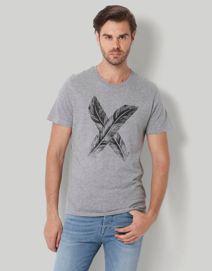 Grey Printed Crew Neck T-Shirt