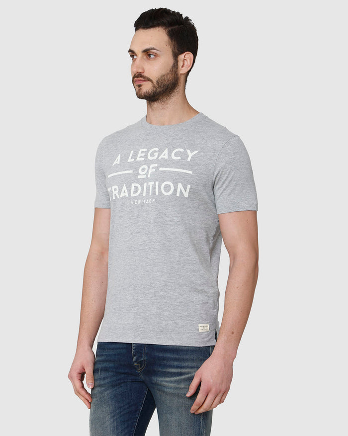 Grey Printed Crew Neck T-Shirt