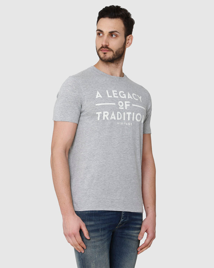 Grey Printed Crew Neck T-Shirt