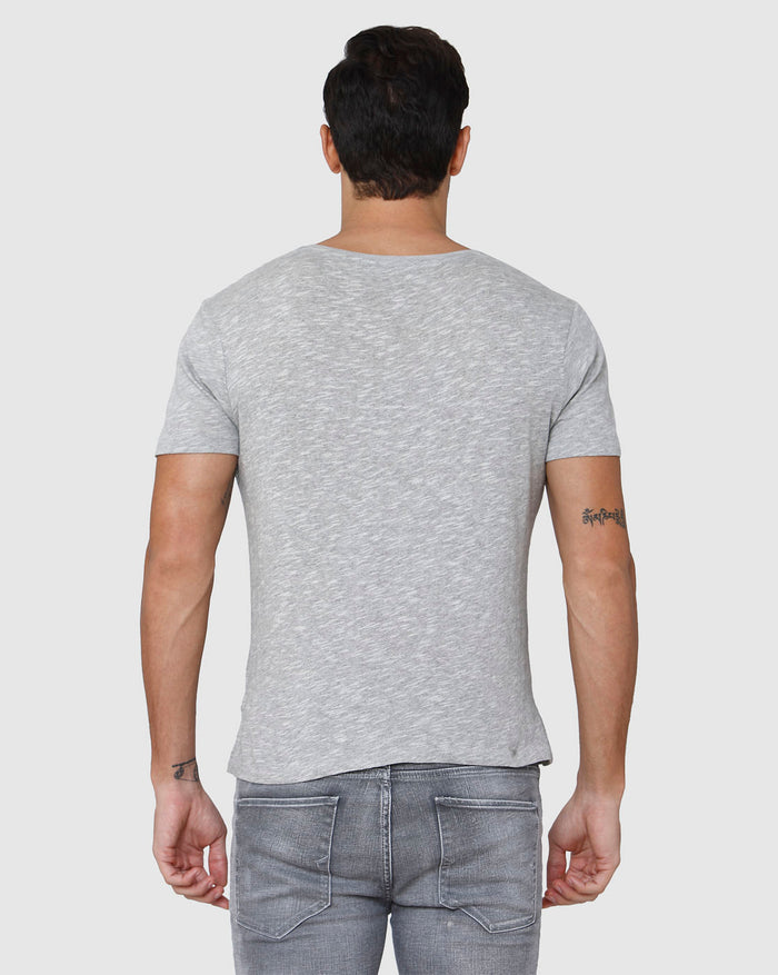 Grey Printed Crew Neck T-Shirt