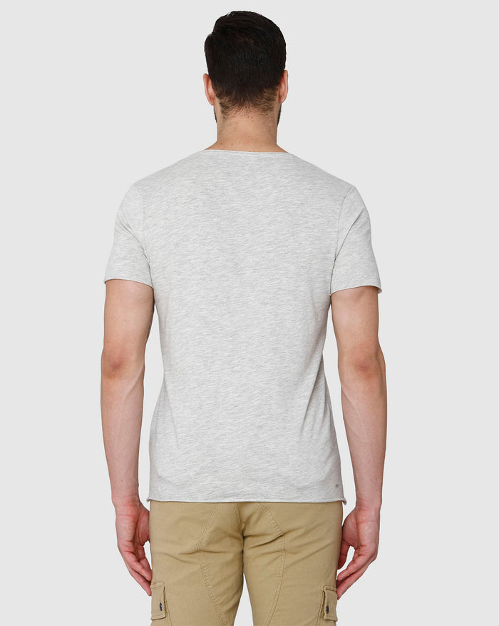 Grey Printed Crew Neck T-Shirt