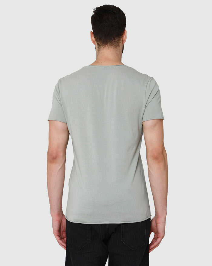 Grey Printed Crew Neck T-Shirt
