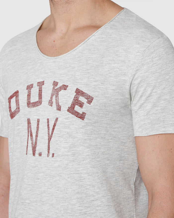 Grey Printed Crew Neck T-Shirt