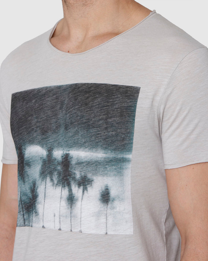 Grey Printed Crew Neck T-Shirt