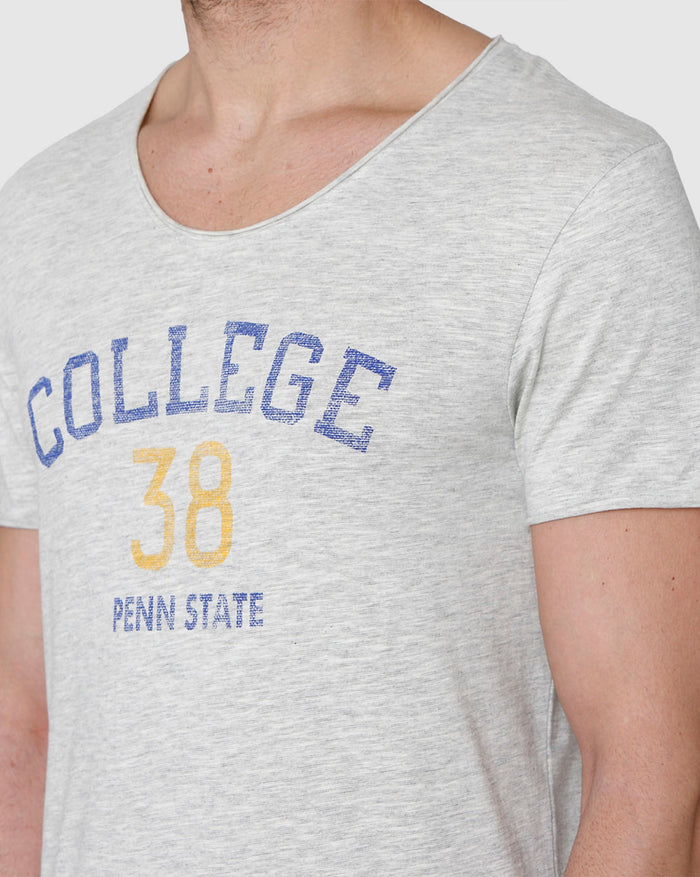 Grey Printed Crew Neck T-Shirt