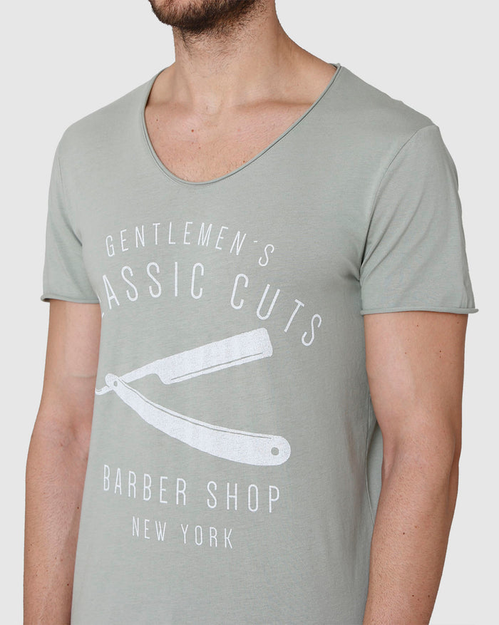 Grey Printed Crew Neck T-Shirt
