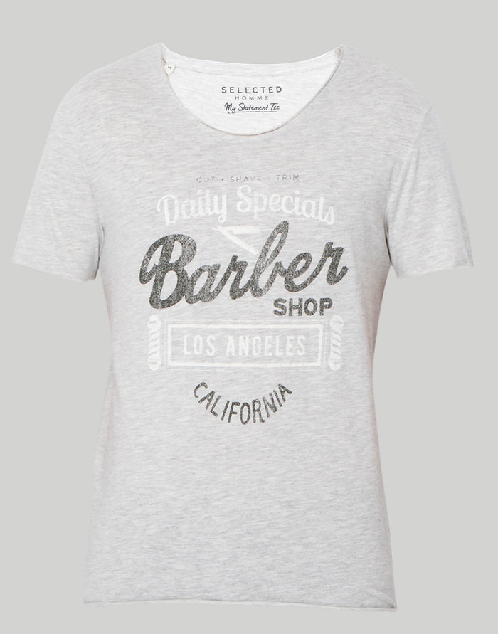Grey Printed Crew Neck T-Shirt