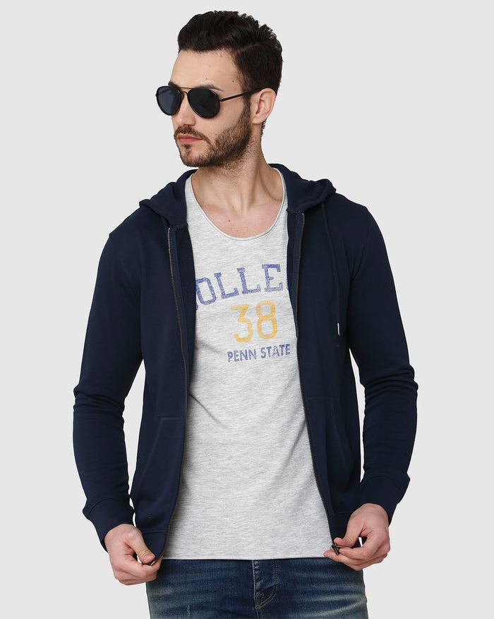 Grey Printed Crew Neck T-Shirt