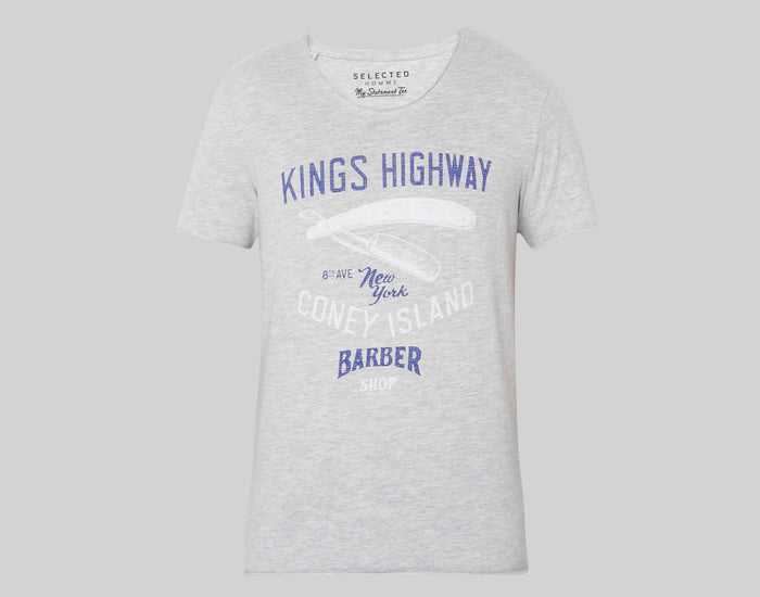 Grey Printed Crew Neck T-Shirt