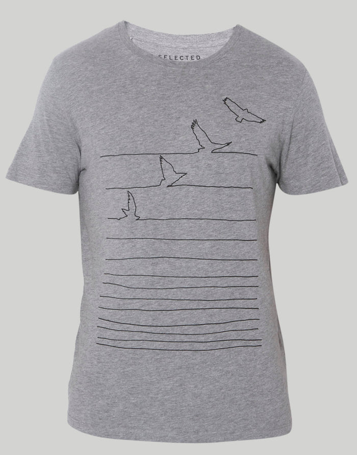 Grey Printed Crew Neck T-Shirt