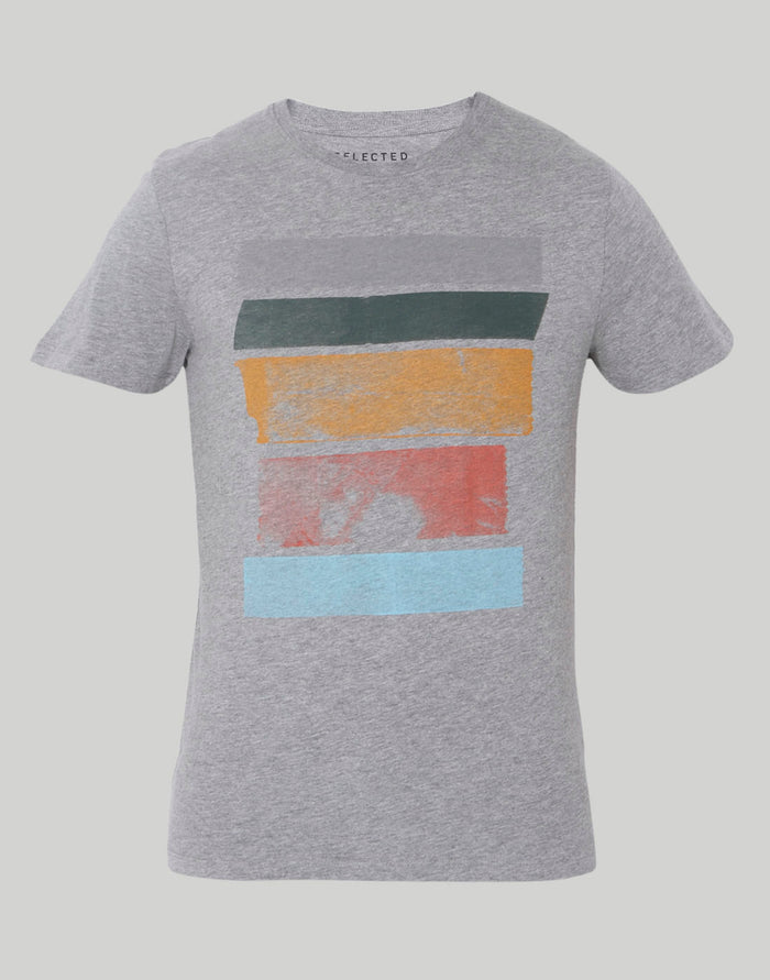 Grey Printed Crew Neck T-Shirt