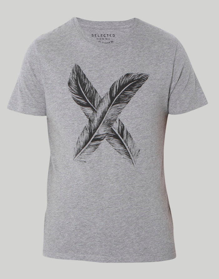 Grey Printed Crew Neck T-Shirt