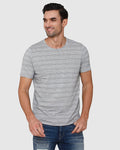 Grey Striped Crew Neck T-Shirt