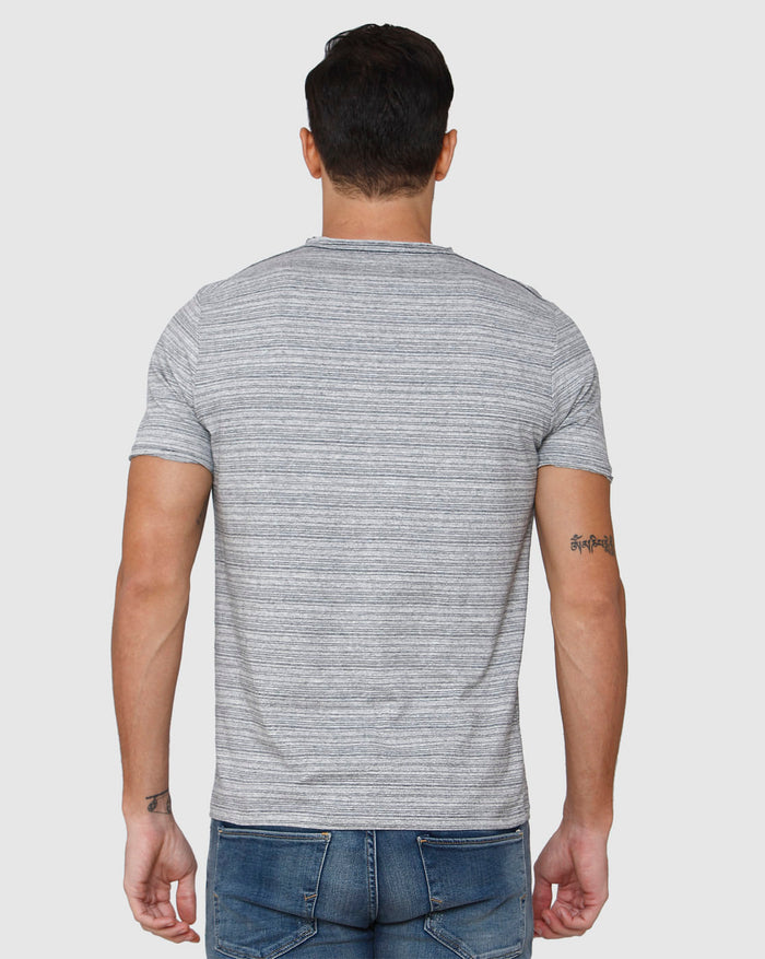 Grey Striped Crew Neck T-Shirt