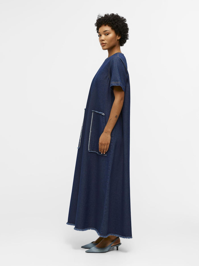 HARLOW LONG DENIM DRESS (DENIM/RINSE WASH)