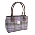 Harris Tweed Cassley Classic Handbag - Elegant Tartan Shoulder Bag - Soft Purple Tartan (COL155) - Heritage Of Scotland -