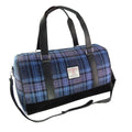 Harris Tweed Clyde Weekend Bag – Spacious Wool Travel Holdall - Blue & Purple Stewart Tartan  (COL143)