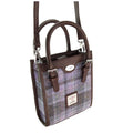 Harris Tweed Keltie Tall Mini Tote Bag - Wool Crossbody Tote - Soft Purple Tartan(COL155) - Heritage Of Scotland -