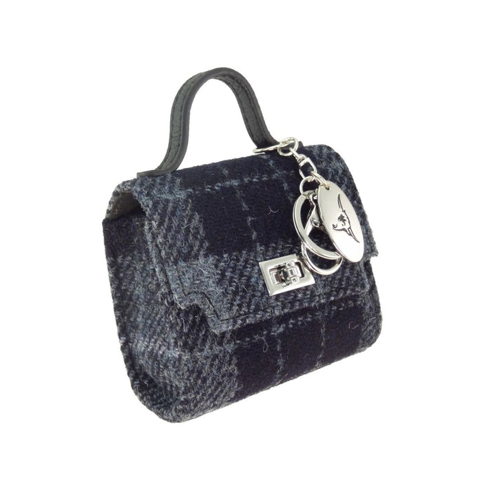 Harris Tweed Nochty Really Wee Bag - Mini Tartan Handbag - Grey/Black Tartan (COL095) - Heritage Of Scotland -