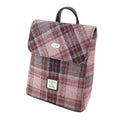 Harris Tweed Tummel Mini Backpack - Small Backpack with Phone Pocket - Pink/Burgundy Check (COL154) - Heritage Of Scotland -