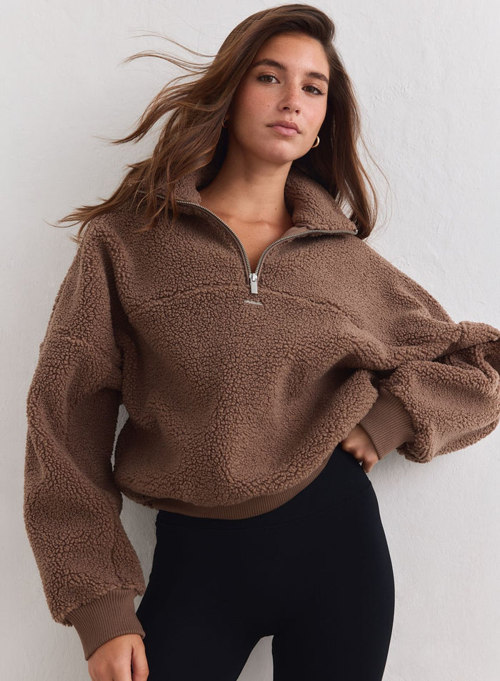 aim'n Hazelnut Pile Half Zip pehmeästä fleecestä rennolla ja mukavalla istuvuudella [xs-178cm]