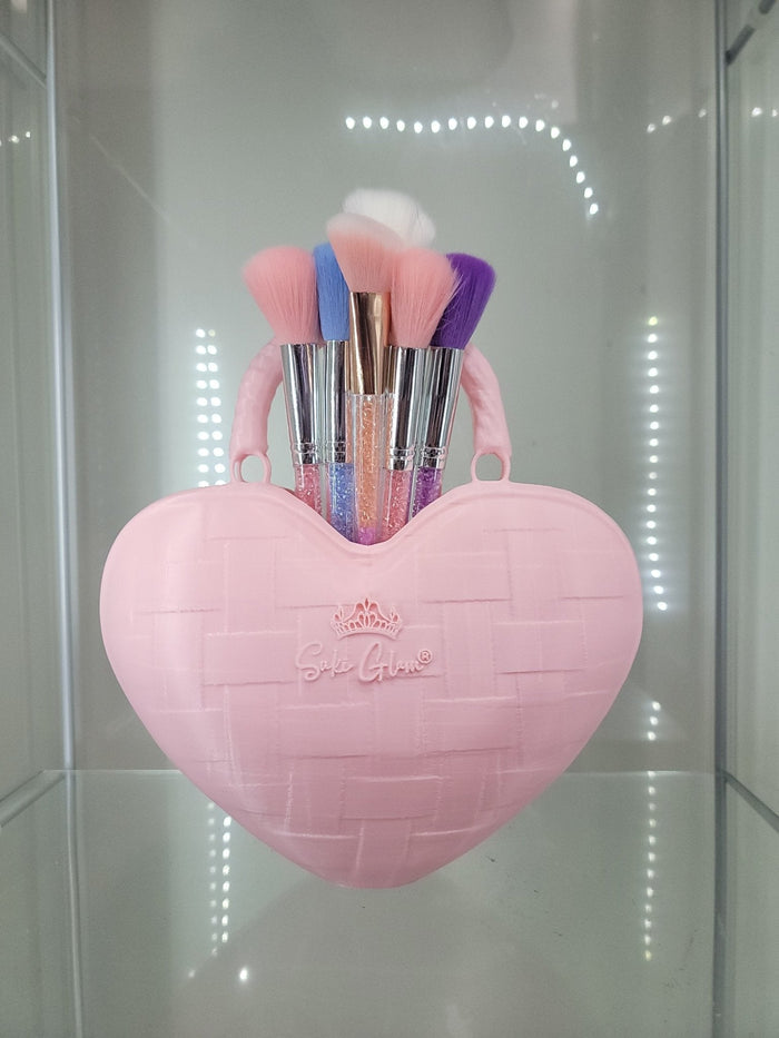 Heart-Shaped Pink Makeup Brush Holder - SukiGlam Vanity Essential - RFE Marketing Ventures