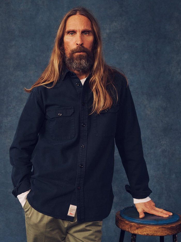 Aubin Navy Henderson Canvas Overshirt | Overshirt