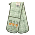 My Herb Garden double oven mitt in green and white check