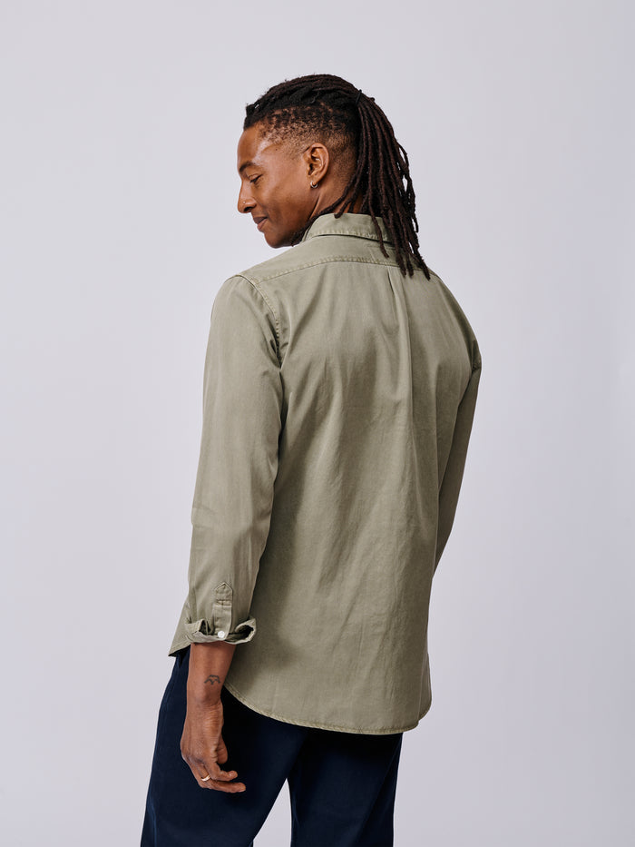 Aubin Pale Khaki Hessle Button Down Shirt | Oxford Shirt