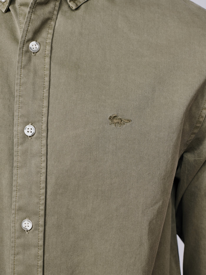 Aubin Pale Khaki Hessle Button Down Shirt | Oxford Shirt