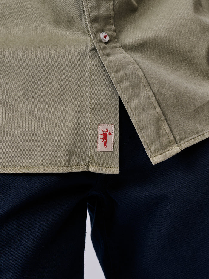 Aubin Pale Khaki Hessle Button Down Shirt | Oxford Shirt