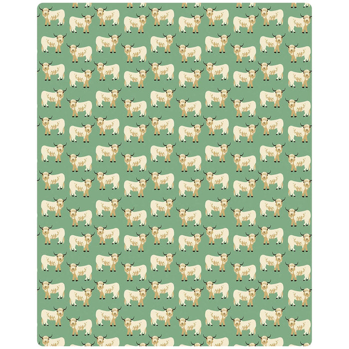 Highland cows pattern on a green background