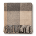 Highland Earth Tone Block Check Recycled Wool Blend Blanket - SOFT STONE - Heritage Of Scotland -