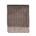 Highland Herringbone Wool Blend Throw Blanket with Tasselled Fringe - DEEP BROWN - Heritage Of Scotland -