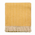 Highland Herringbone Wool Blend Throw Blanket with Tasselled Fringe - MUSTARD - Heritage Of Scotland -