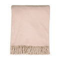 Highland Herringbone Wool Blend Throw Blanket with Tasselled Fringe - SOFT PINK - Heritage Of Scotland -