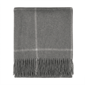 Highland Windowpane Wool Blend Throw Blanket with Tasselled Fringe - GRANITE GREY - Heritage Of Scotland -