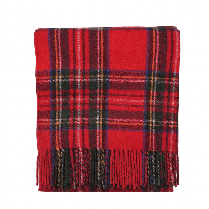 Highland Wool Blend Tartan Blanket Throw Extra Warm - STEWART ROYAL - Heritage Of Scotland -