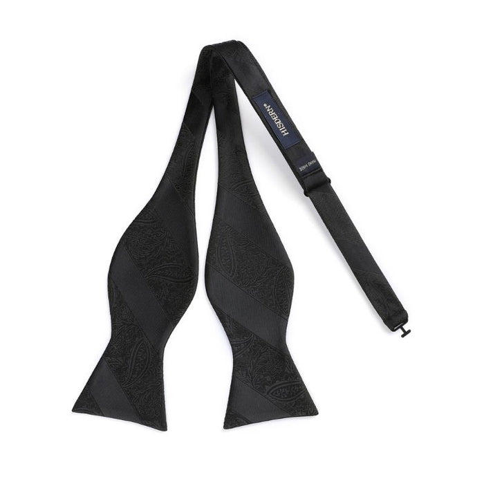 Floral Paisley Bow Tie & Pocket Square Sets - 1-BLACK