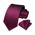 Houndstooth Tie Handkerchief Set - BURGUNDY