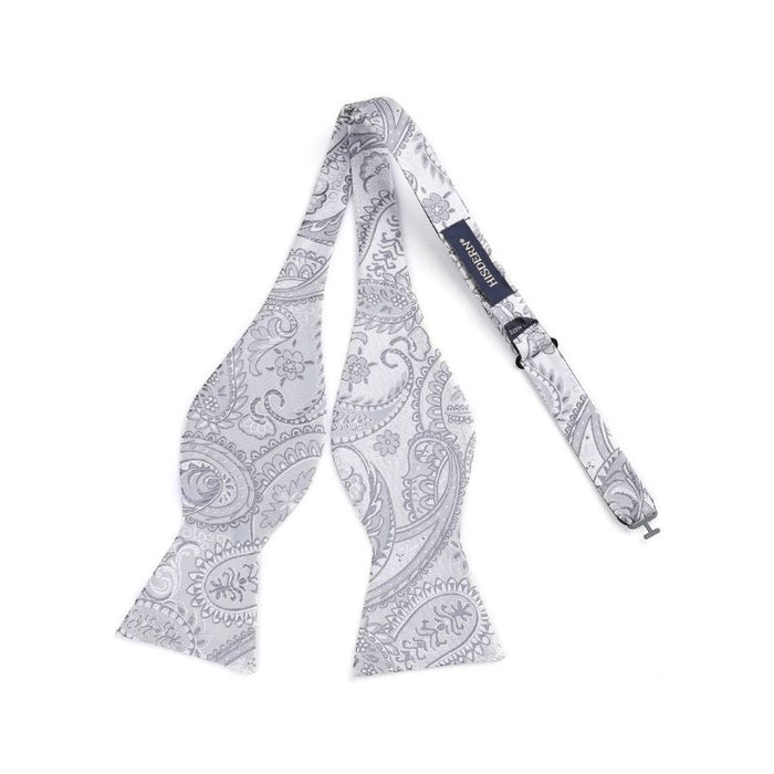 Paisley Floral Bow Tie & Pocket Square - 02-GREY / SILVER
