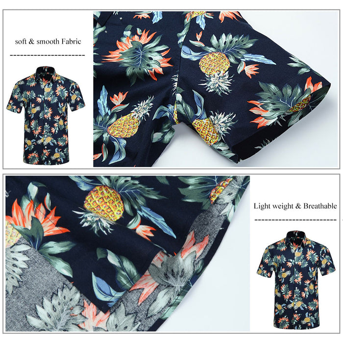 Funky Hawaiian Shirts with Pocket - NAVY BLUE