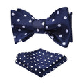 Polka Dots Bow Tie & Pocket Square - F-BLUE/WHITE