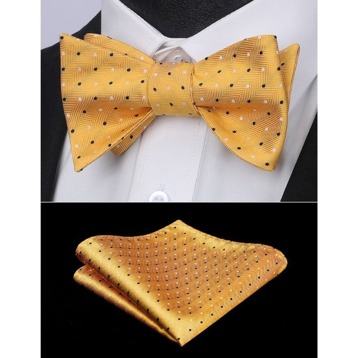Polka Dots Bow Tie & Pocket Square - A-YELLOW
